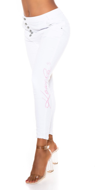 Skinny button-fly Jeans White